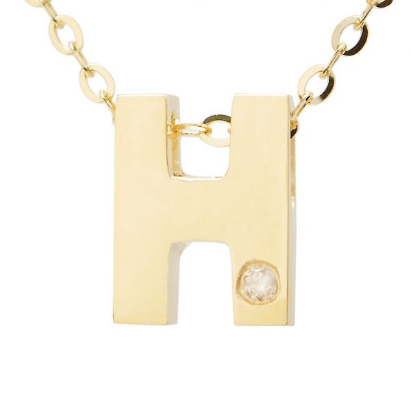 Diamond Accented Chunky Initial Necklace