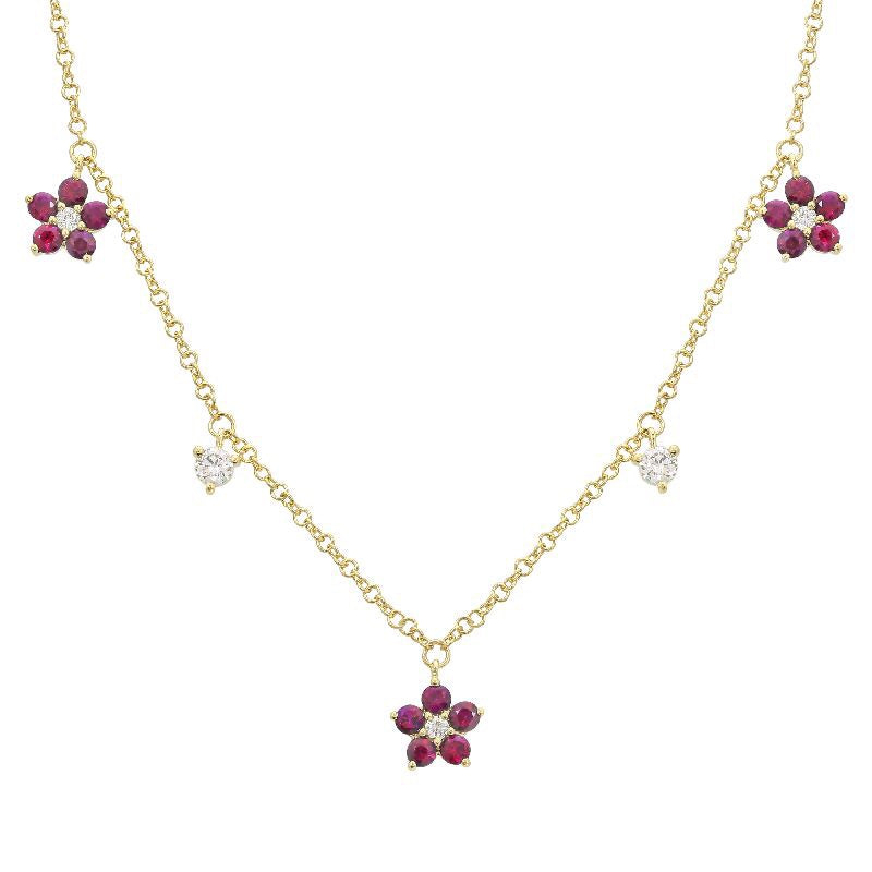 Flowers + Diamonds Station Necklace