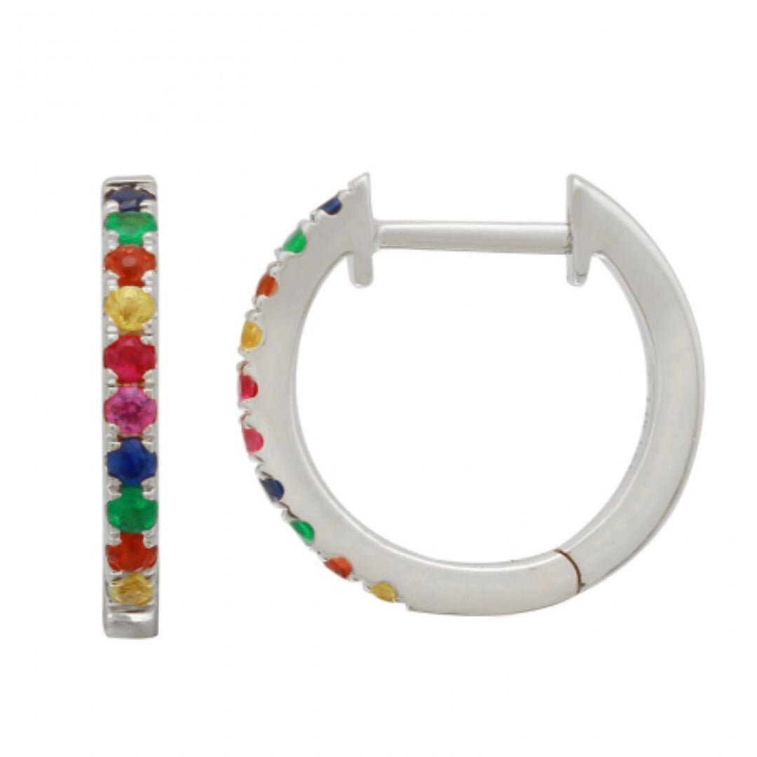 Multi Gem Mini Huggie Hoop