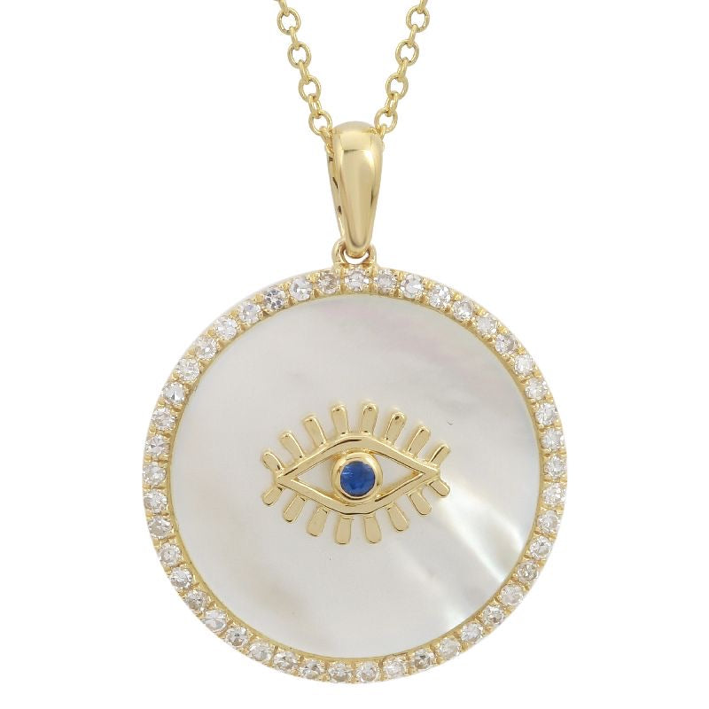 Mother Of Pearl Evil Eye Coin Necklace