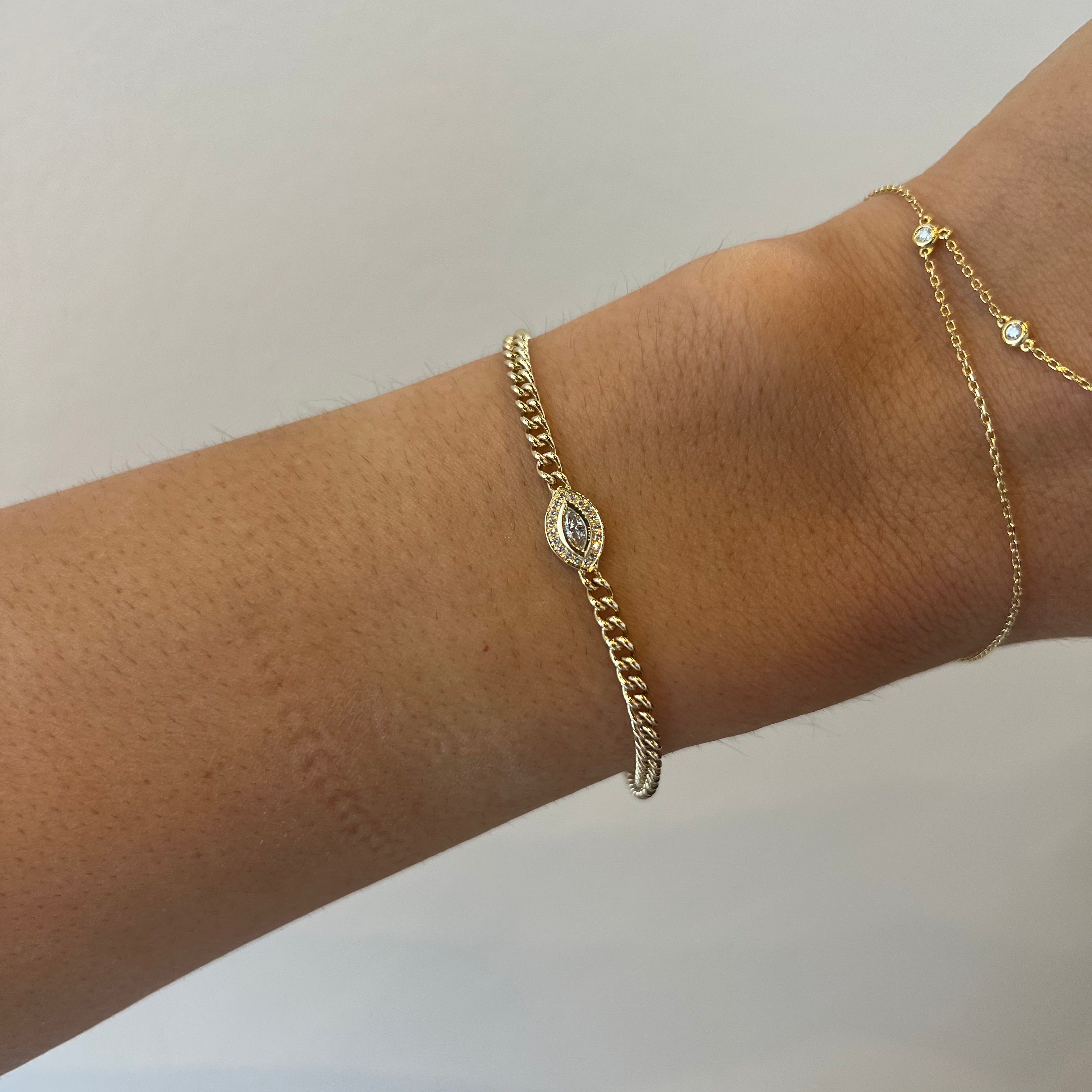 Curb Link + Marquise Evil Eye Bracelet