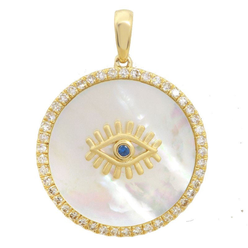 Mother Of Pearl Evil Eye Coin