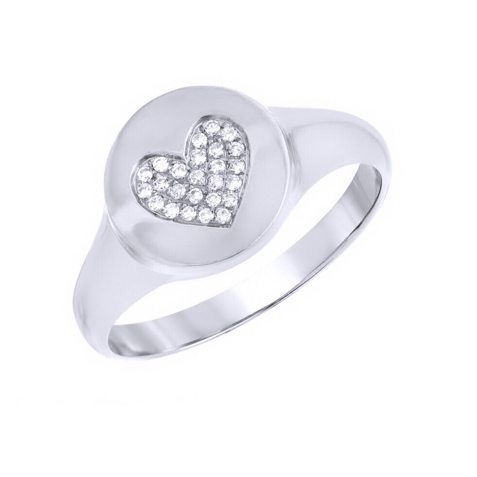 Pavé Heart Signet Ring