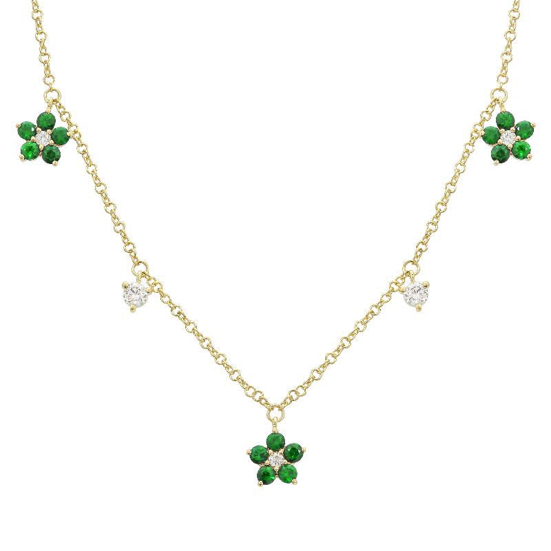 Flowers + Diamonds Station Necklace