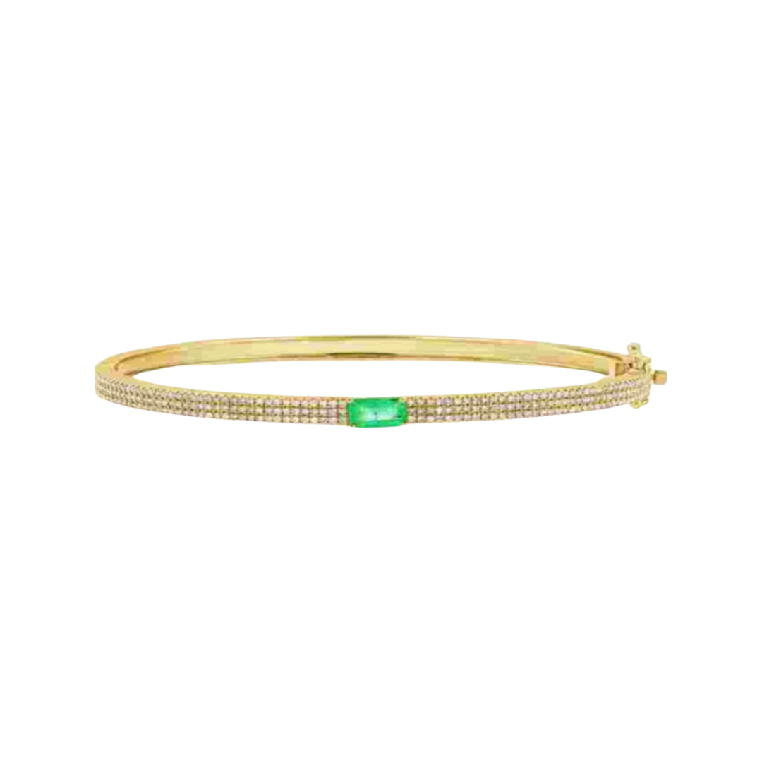 Emerald + Pavé Diamond Bangle