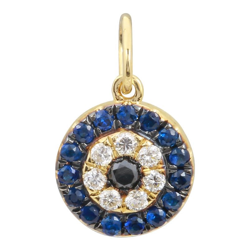 Round Sapphire + Diamond Evil Eye Charm