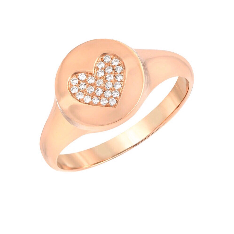 Pavé Heart Signet Ring