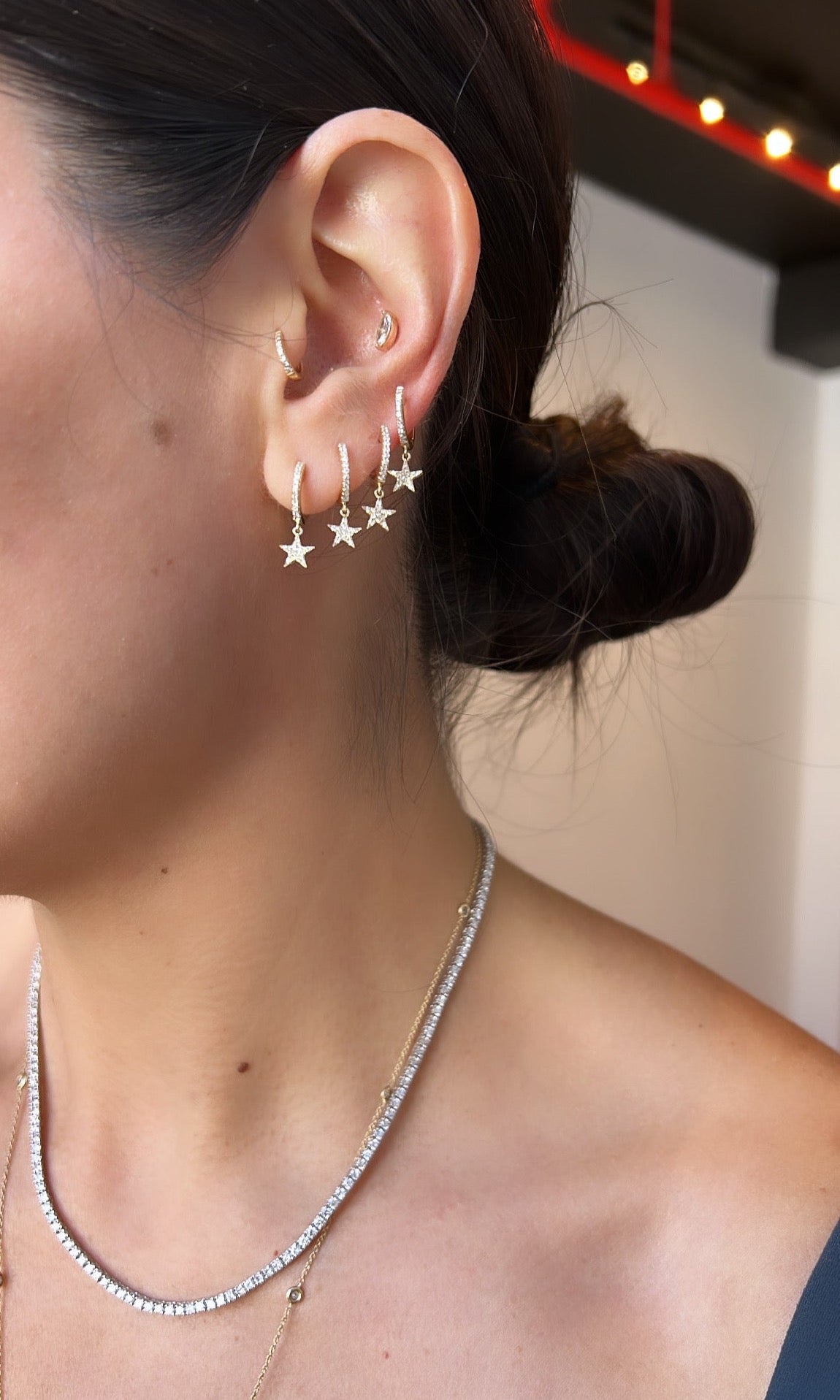 Pavé Huggie + Pavé Star