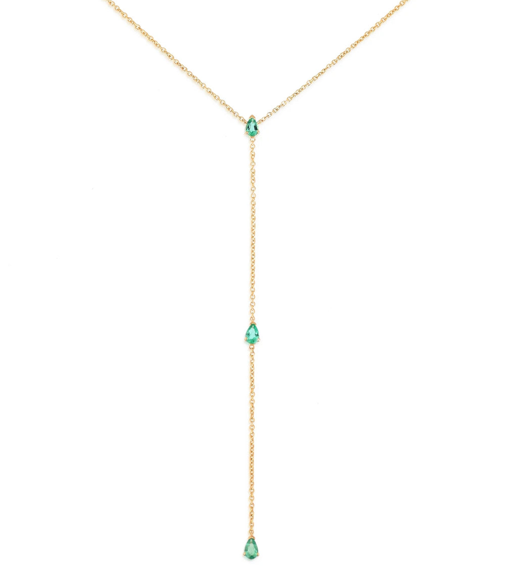 Triple Pear Shape Emerald Lariat