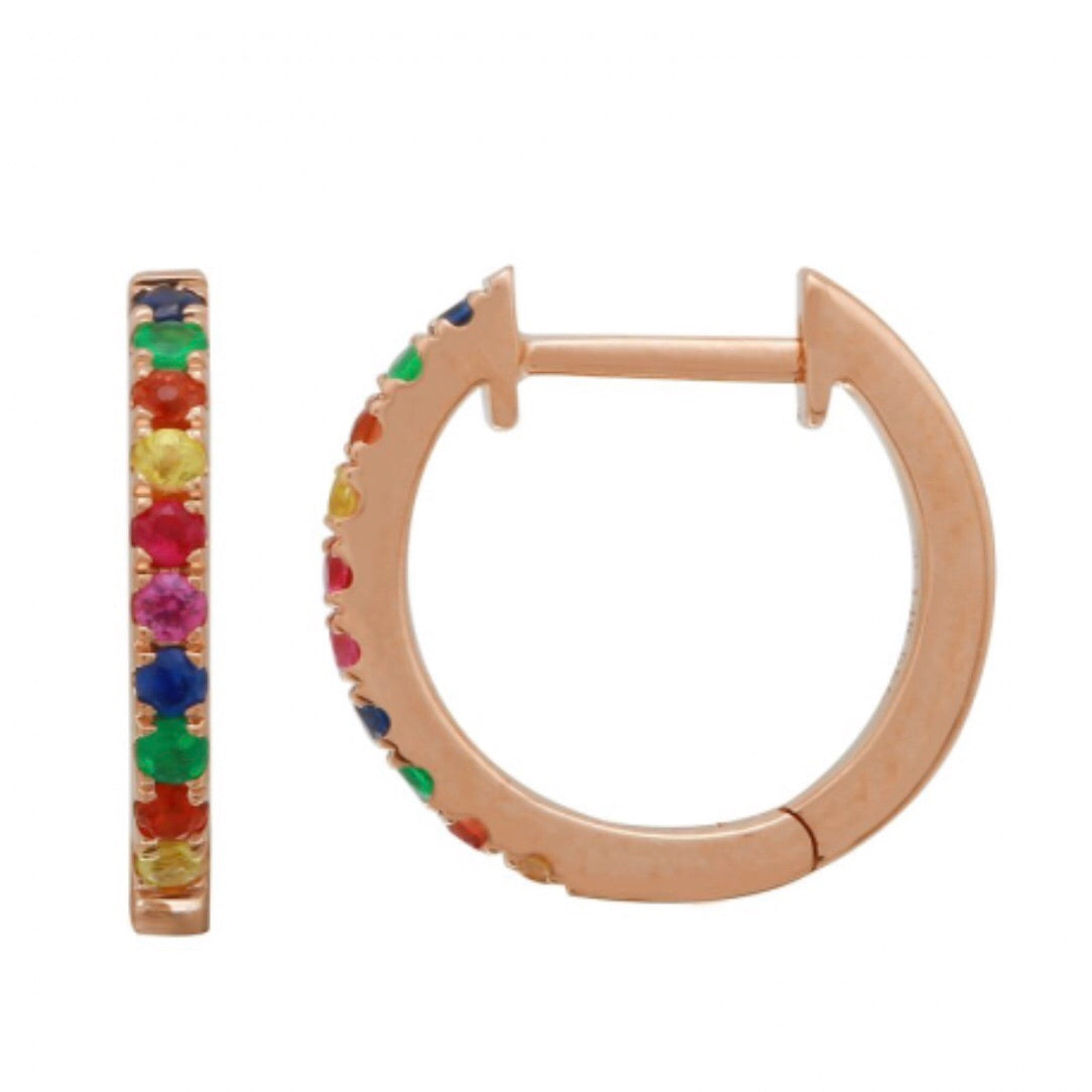 Multi Gem Mini Huggie Hoop