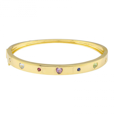 Gemstone Heart + Round Bangle