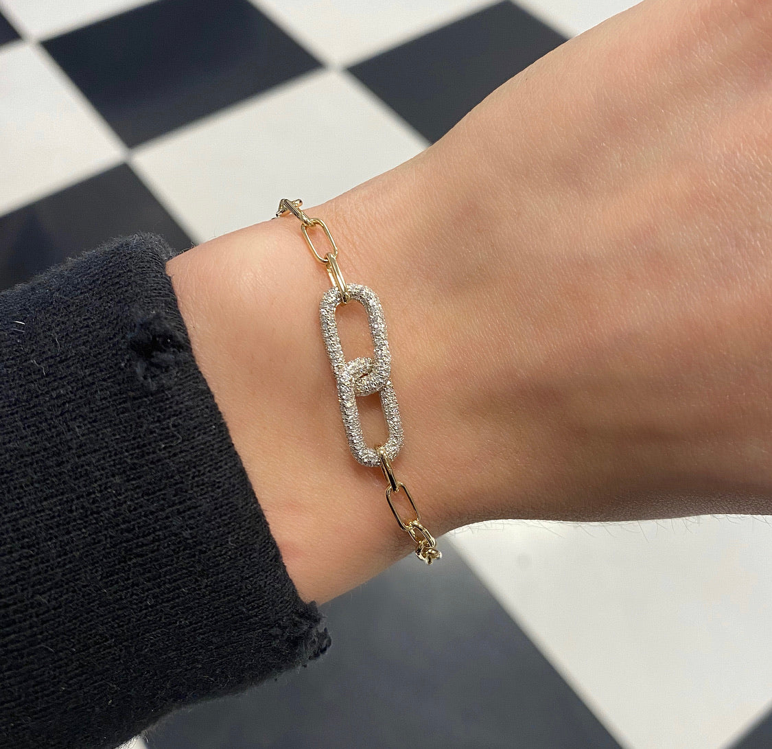Diamond Pavé Interlocking Link Bracelet