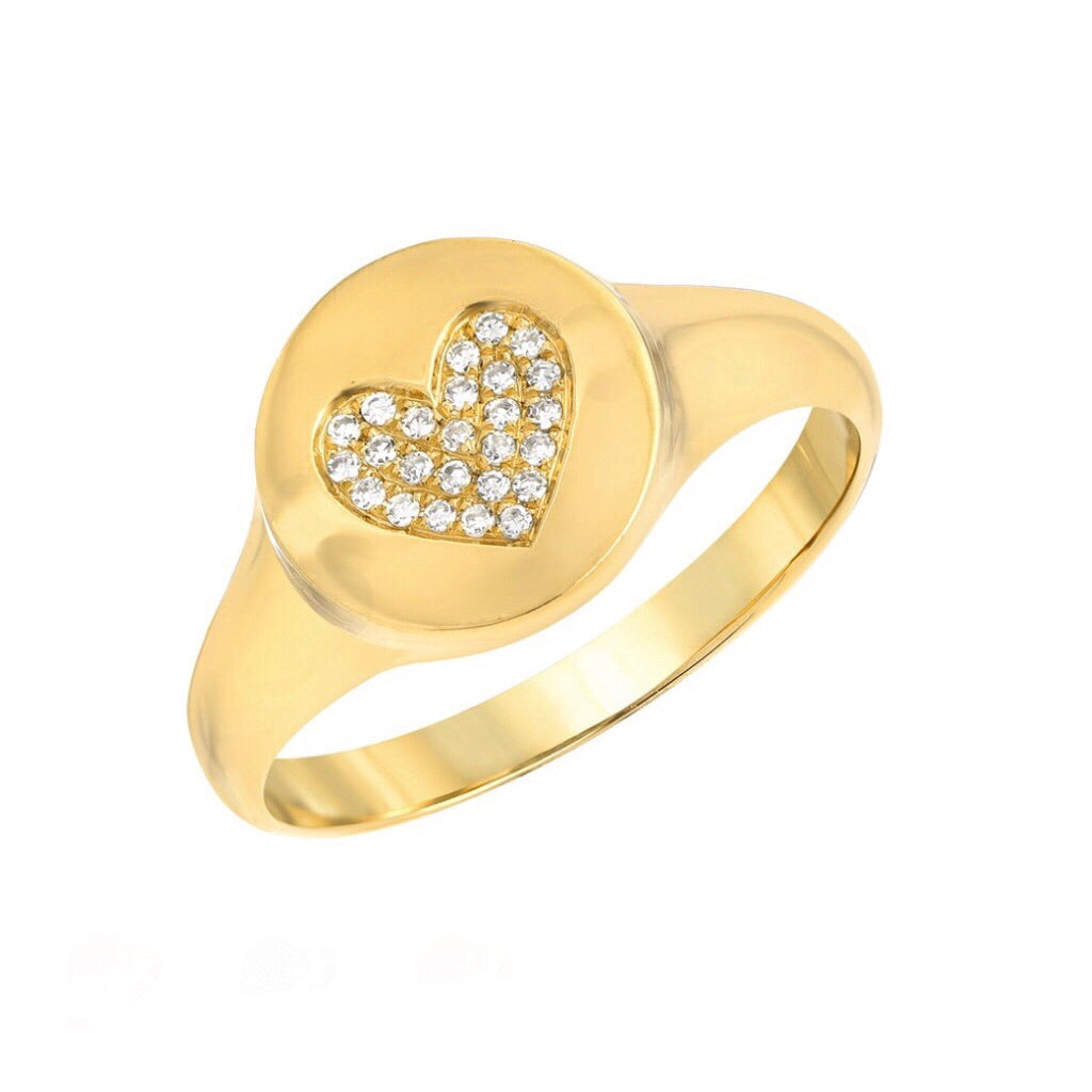 Pavé Heart Signet Ring