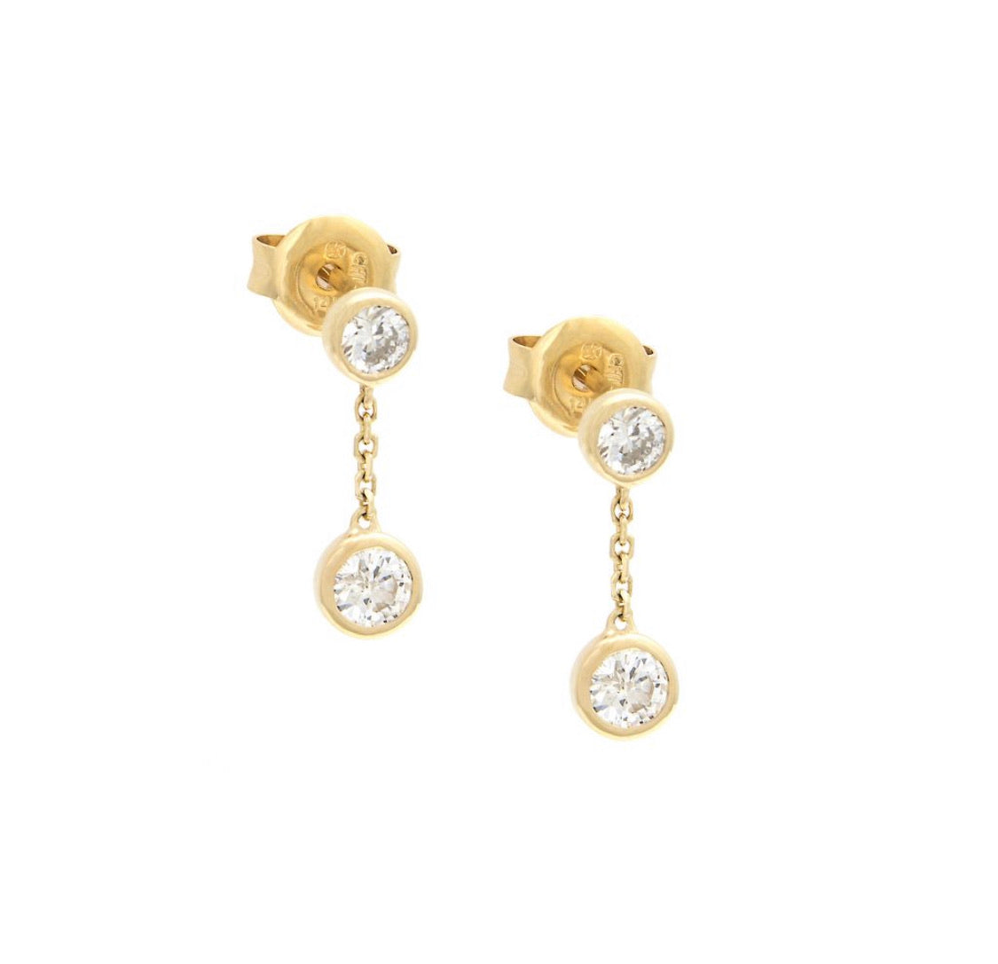 Diamond Bezel Drop Earrings