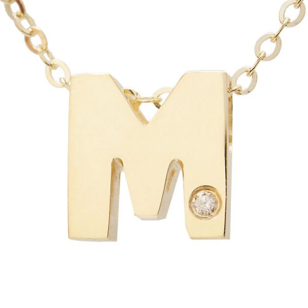 Diamond Accented Chunky Initial Necklace